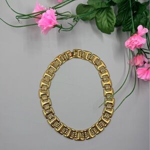 Cleopatra Style Vintage Chunky Gold Plated Collar Chain Necklace